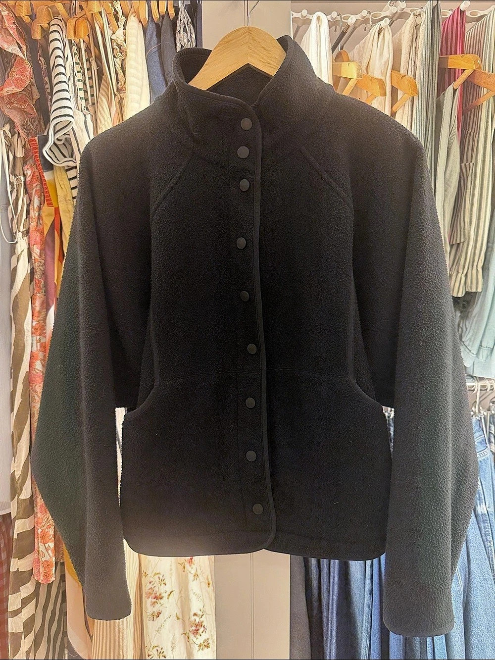 Outdoor Voices RecFleece Snap Jacket Black Medium